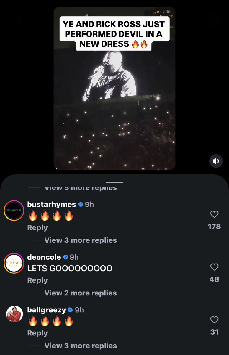 celebsloveYE's tweet photo. Deon Cole, Busta Rhymes and Ball Greezy all like and comments on Rick Ross post about him and Ye performing Devil in a new dress https://t.co/OqgPFds8BM