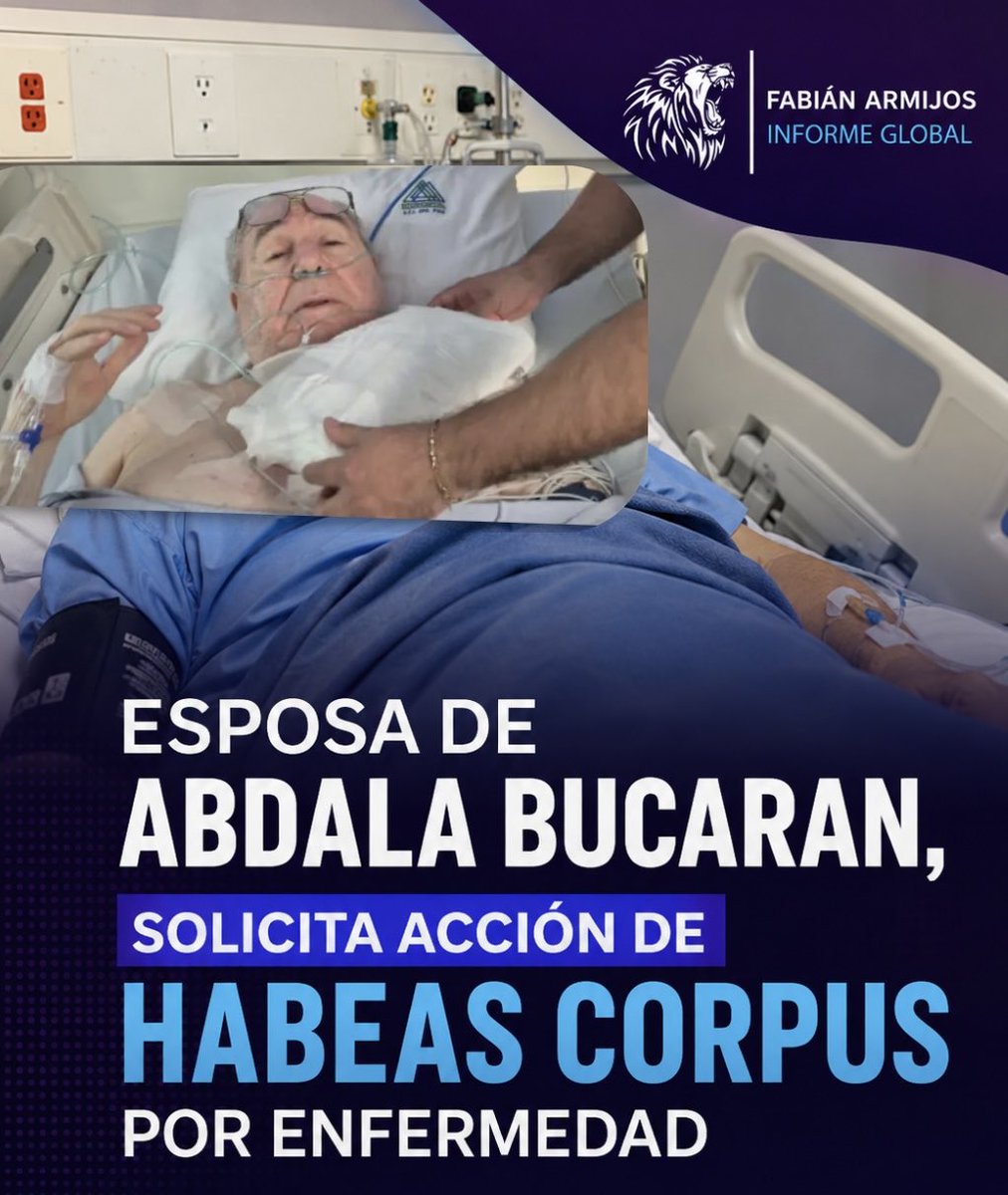 fabyanec's tweet photo. 🚨 Esposa de Abdalá Bucaram presenta hábeas corpus por su estado de salud

María Rosa Pulley Vergara de Bucaram presentó una acción de hábeas corpus en favor del expresidente Abdalá Bucaram Ortiz, alegando motivos relacionados con su estado de salud. https://t.co/YWV6BZfEV6