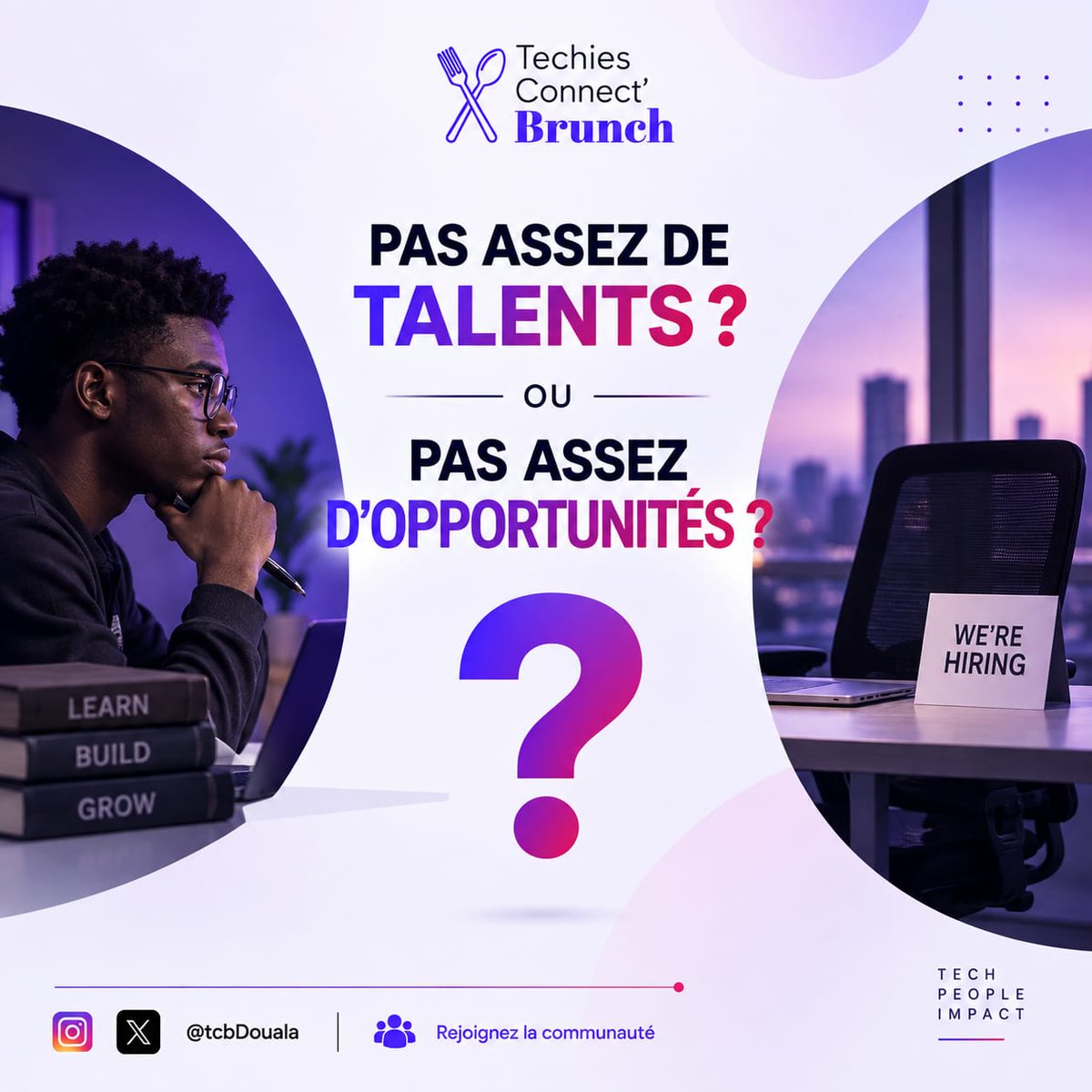 tcbDouala's tweet photo. 🇨🇲 TECH CAMEROUNAISE

Les entreprises cherchent des talents.

Les jeunes  : « On a les compétences, mais pas d’opportunités. »

Alors… qui cherche mal ? 👀

Vos expériences 👇🏽

💬 Talents ou opportunités : où est le vrai problème ?

#TechCameroun #Emploi #TechiesConnectDouala https://t.co/aqqRT3eTyQ