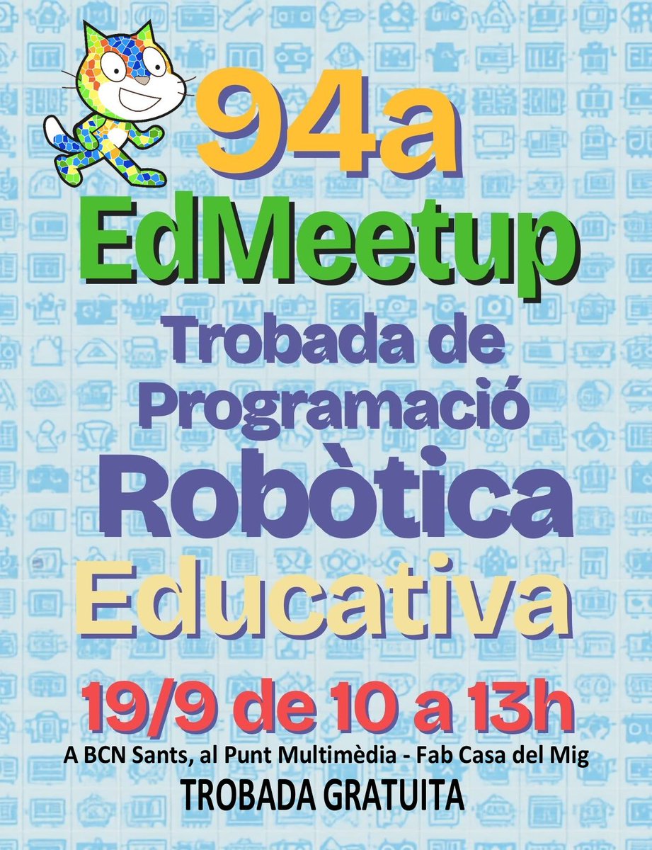 scratchcatala's tweet photo. Tornem a ser aqui! Després d'unes merescudes vacances, ens tornem a trobar per compartir una estona (i un esmorzar) xerrant de programació i robòtica educativa. Si vols compartir alguna cosa o tens curiositat sobre el tema, no ho dubtis, t'esperem! https://t.co/f5Xrs2d55p https://t.co/MLAWJRS9GF