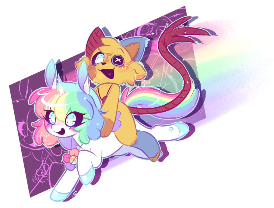 CraftyiiColourz's tweet photo. Horsey ride :D 🦄💙 
Gifts for @fnafdoodle WEEE

@Violet_Twinkle_ &amp; @dancing_rainy Dogday &amp; Bobby
✿ #Craftycorn #SmilingCritters #SmilingCrittersOC https://t.co/t2BraqWlYf