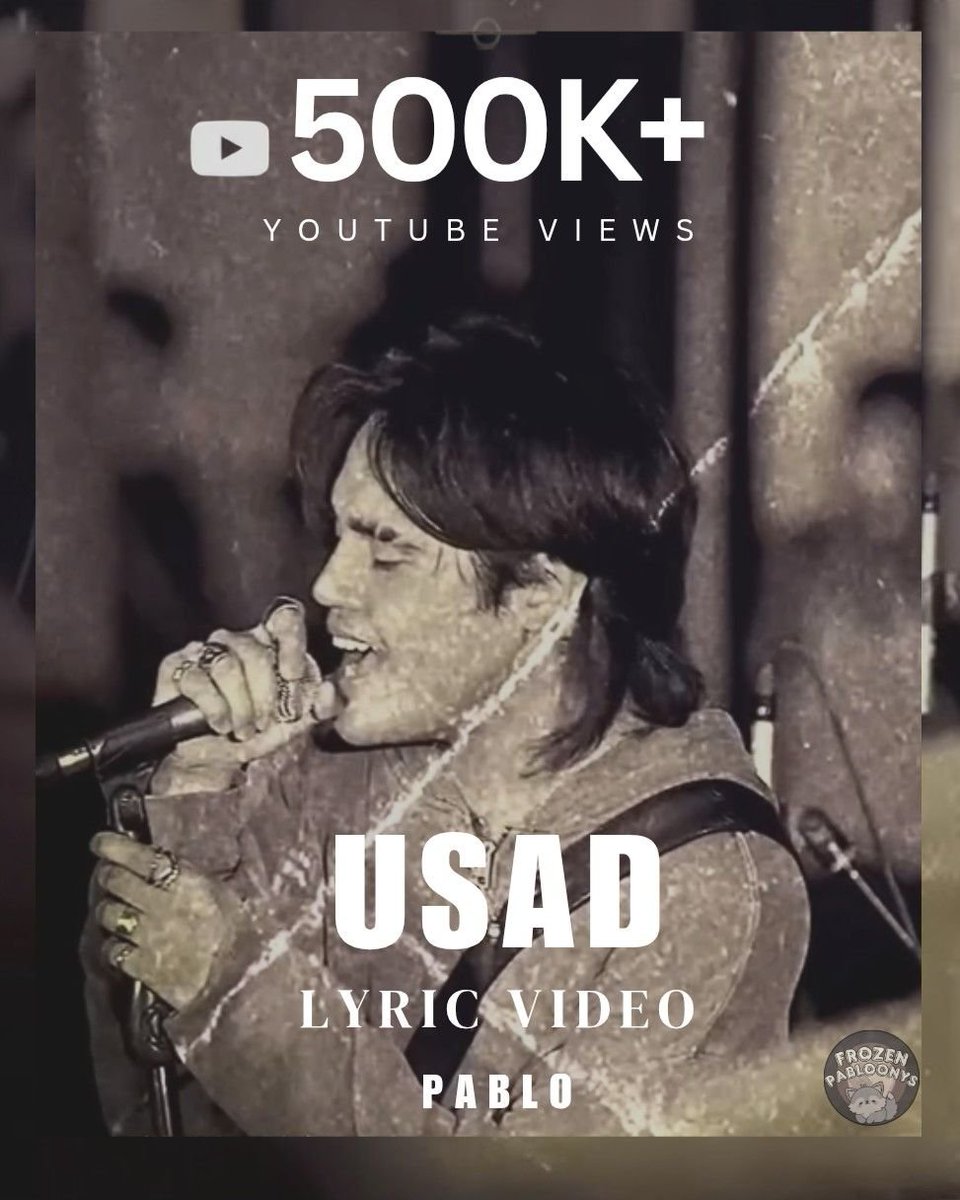 frzn_pabloonys's tweet photo. USAD Lyric Video has reached 500,000 views on YouTube! 📈✨

A huge thank you to every casual listener, Hatdog, Pstan, and A'TIN who took the time to stream, share, and support. Your constant love keeps the momentum alive and helps PABLO’s message of hope and resilience reach even more hearts every day.

We’re halfway to a million! Let’s keep streaming and pushing forward together!

▶️ https://t.co/2XZJSLUkd8

@imszmc #PABLO #USAD