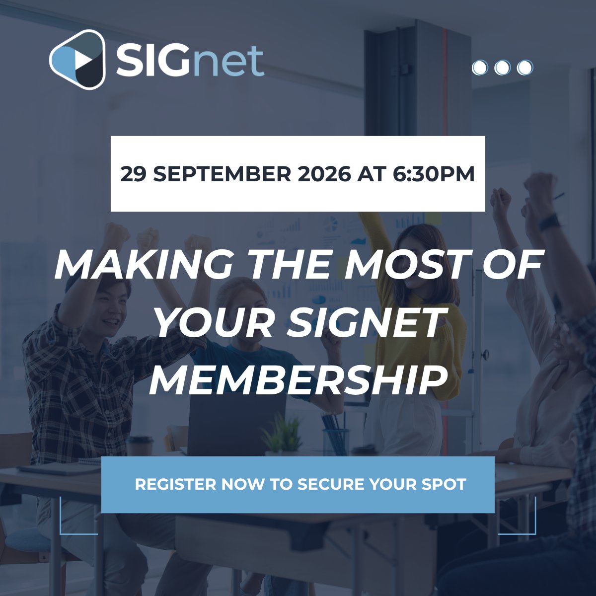 ShareSocUK's tweet photo. You joined SIGnet. Are you making the most of your membership?

There’s more to SIGnet than your regular group meetings. Join us on 29 September at 6:30pm for Making the Most of Your SIGnet Membership and explore the wider opportunities available across the network. 
👉https://t.co/6aqOCLXc1h