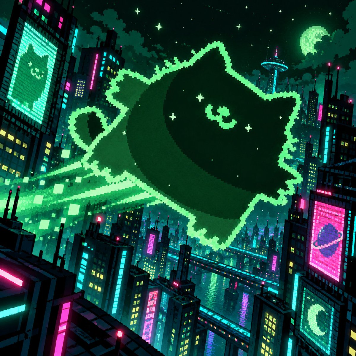 thepumpcats's tweet photo. From neon streets to enchanted portals, Pump cat keeps flying toward the next adventure. 🐱✨ #PumpCat https://t.co/vvkt5HOf58