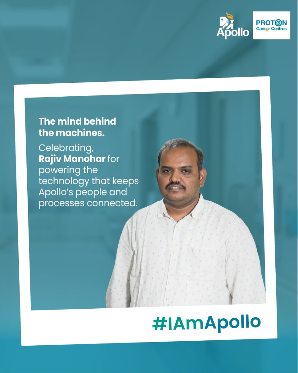 ApolloProton's tweet photo. The mind behind the machines
Meet Rajiv Manohar - the tech force keeping Apollo connected, always.
Proud to have you on Team Apollo!
#IAmApollo #ApolloProtonCancerCentre #ApolloProton #Chennai https://t.co/aywwGIKkER