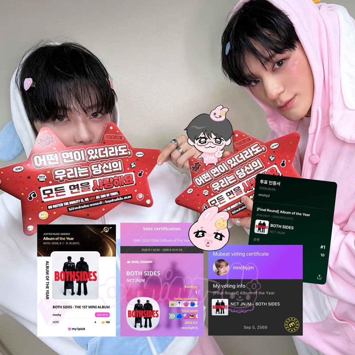 mintchhyyy530's tweet photo. 📢 #VoteforJNJM, #โหวตเพื่อเจโน่แจมิน

🎟️🗯️ พา JNJM รับรางวัล* Album Of The Year * กันคับ 🤲🏻🐶🐰🏆💘 https://t.co/a8WBPixQhC