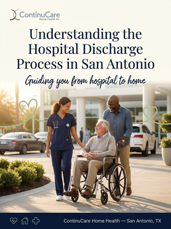 ContinuCareSA's tweet photo. Leaving the hospital can feel rushed and confusing, especially for San Antonio families managing a loved one's care for the first time. Knowing what to expect makes the transition home much smoother. Ask ContinuCare to help coordinate your discharge to home health. #DischargePla https://t.co/eTvdAZTpyI