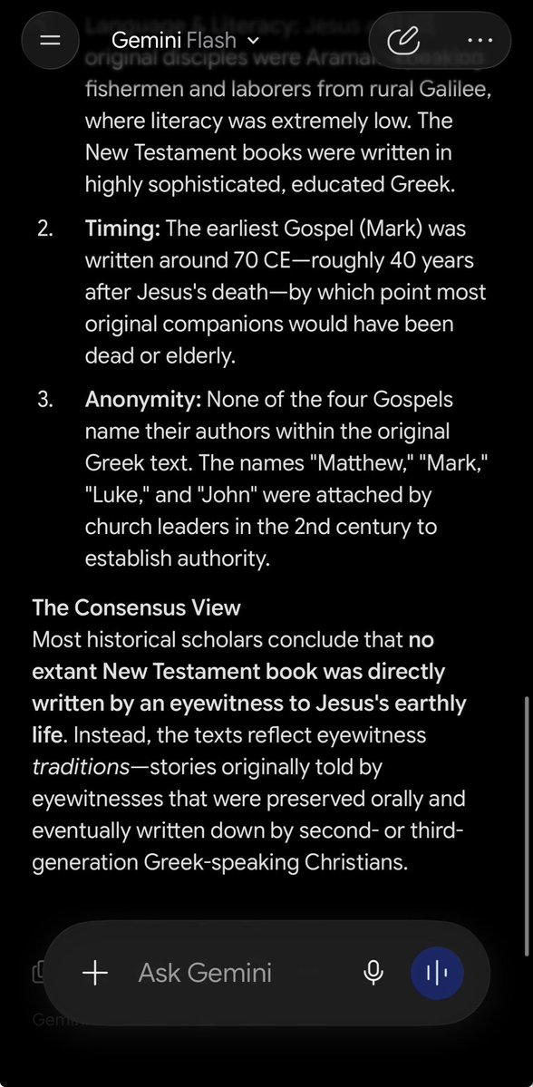 Midoi2010's tweet photo. No eyewitnesses wrote anything. This is the main issue which led to having some additions which Jesus didn’t preach, reaching to rejecting the first commandment although it’s the foundation of all messages from God through all prophets.

Fully respect whatever you believe bro and Good luck 🙏