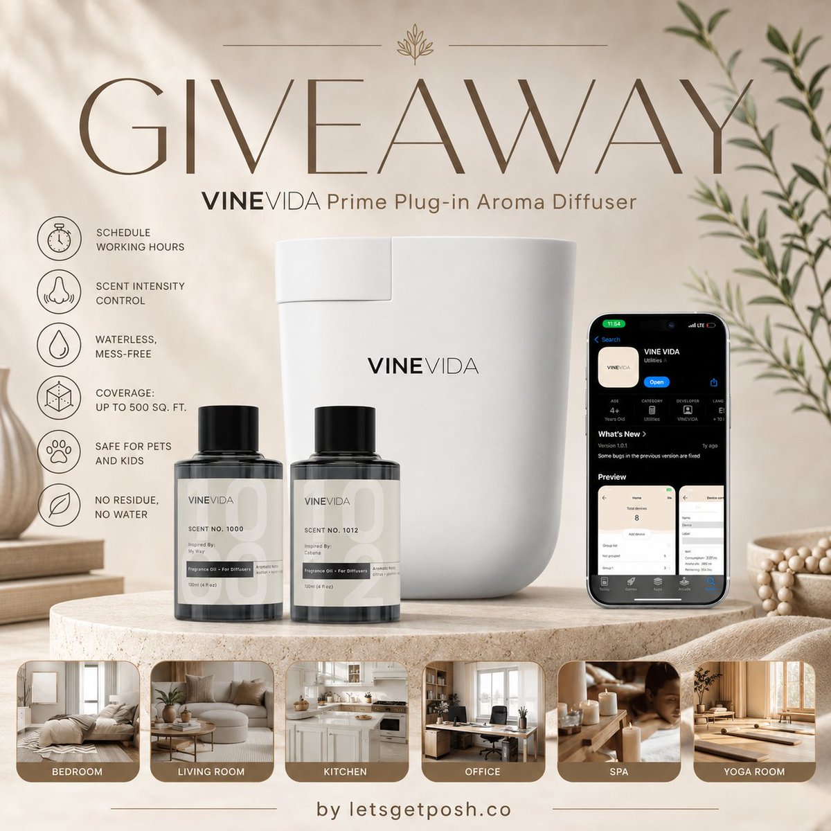 letsgetposh_co's tweet photo. ✨🏨 WIN A VINEVIDA PRIME PLUG-IN AROMA DIFFUSER + 2 LUXURY HOTEL SCENTS! 🏨✨

🌿✨ Turn your everyday space into a beautifully scented escape with the VINEVIDA Prime Plug-In Aroma Diffuser. Designed for effortless, waterless fragrance, this sleek diffuser uses cold-air technology to distribute scent throughout your home or office without the mess of adding water. ✨🌿

🏡💫 Simply plug it directly into a standard wall outlet, add your fragrance oil, choose your preferred intensity, and let it transform your space. With coverage of up to 500 square feet, adjustable scent settings, and continuous or timed operation, it makes creating your perfect atmosphere incredibly easy. 💫🏡

🖤🌸 This giveaway also includes 2 hotel-inspired fragrance oils, so your winner can start enjoying that polished, luxurious hotel-lobby feeling right away. 🌸🖤

✨ THE WINNER RECEIVES: ✨

🌿 1 VINEVIDA Prime Plug-In Aroma Diffuser 🌿
🏨 2 Luxury Hotel-Inspired Fragrance Oils 🏨
💨 Waterless Cold-Air Diffusion 💨
🏡 Coverage Up to 500 Sq. Ft. 🏡
📱 Adjustable Smart Fragrance Settings 📱
✨ Sleek Wall-Mounted Design ✨

💎🌿 Perfect for bedrooms, living rooms, offices, entryways, bathrooms, and anywhere you want to create an elevated signature scent without taking up counter space. 🌿💎

💖✨ OPEN WORLDWIDE 🌎
🔗 LINK IN BIO ☝️
🎁 ENTER FOR YOUR CHANCE TO WIN!
If you don't want to wait, find it in our shoppable link in bio 🛍️✨
Good luck, Poshies! 💕✨

#Giveaway #HomeDecor #HomeInspo #LuxuryHome #Aromatherapy

https://t.co/x9mzlAqZVD