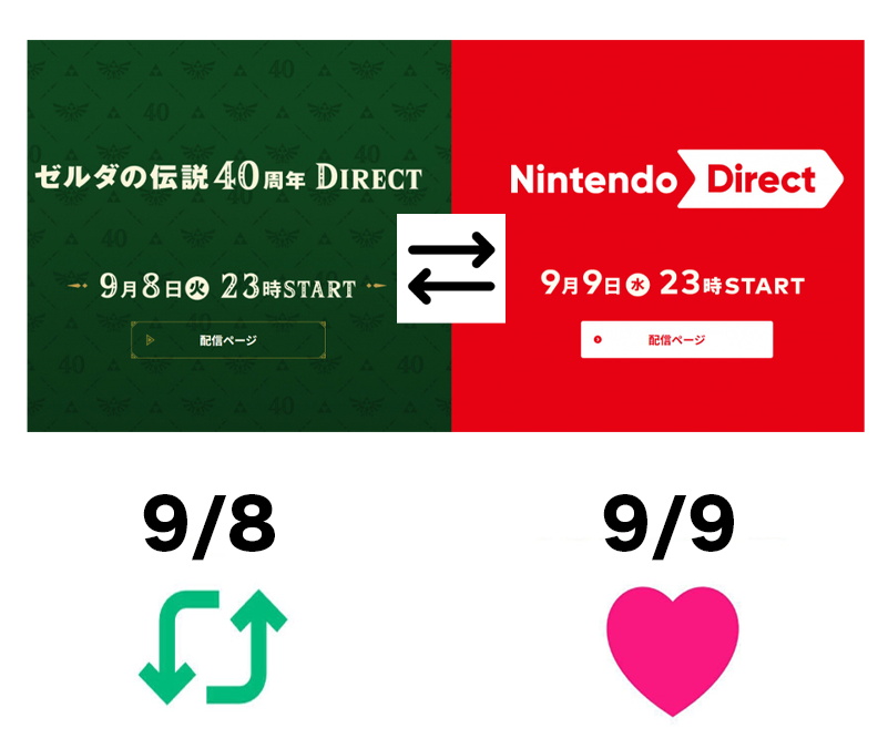 humei_666's tweet photo. 任天堂directどっちが楽しみ？
『9/8』『9/9』 https://t.co/Vat82qR6GR