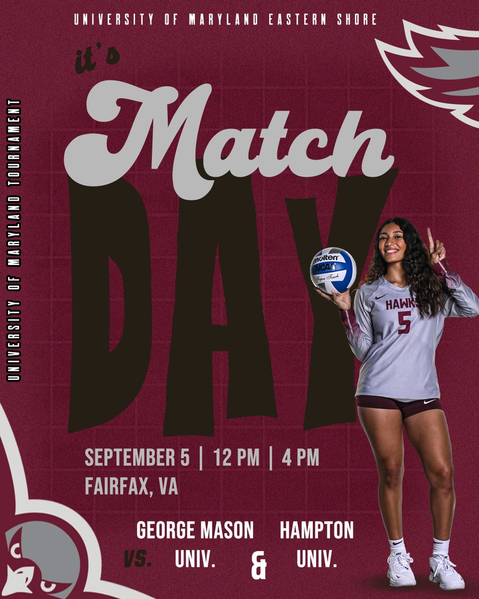 UMESHawksVBall's tweet photo. π¨ πππππ πππ π¨
Doubleheader in Fairfax. Letβs work. π€π
π George Mason | 12 PM
π Hampton | 4 PM
π Fairfax, VA
πΊ Watch vs. George Mason: https://t.co/GDc8SA3ZjL
#GoHawks π¦
| #UMESWVB https://t.co/ff5NCzEx4z