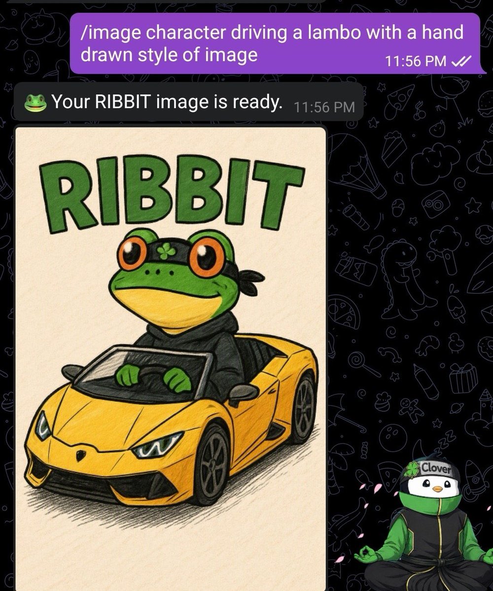 CloverJat's tweet photo. successfully built my second bot on telegram.

nothing complicated. did this in under 30 minutes.

built an image generator bot for a project with a frog mascot, all using just @ChatGPT.

bro, i’m so gonna cook this period.

loving my life lately. https://t.co/UoJfTsw1Mz