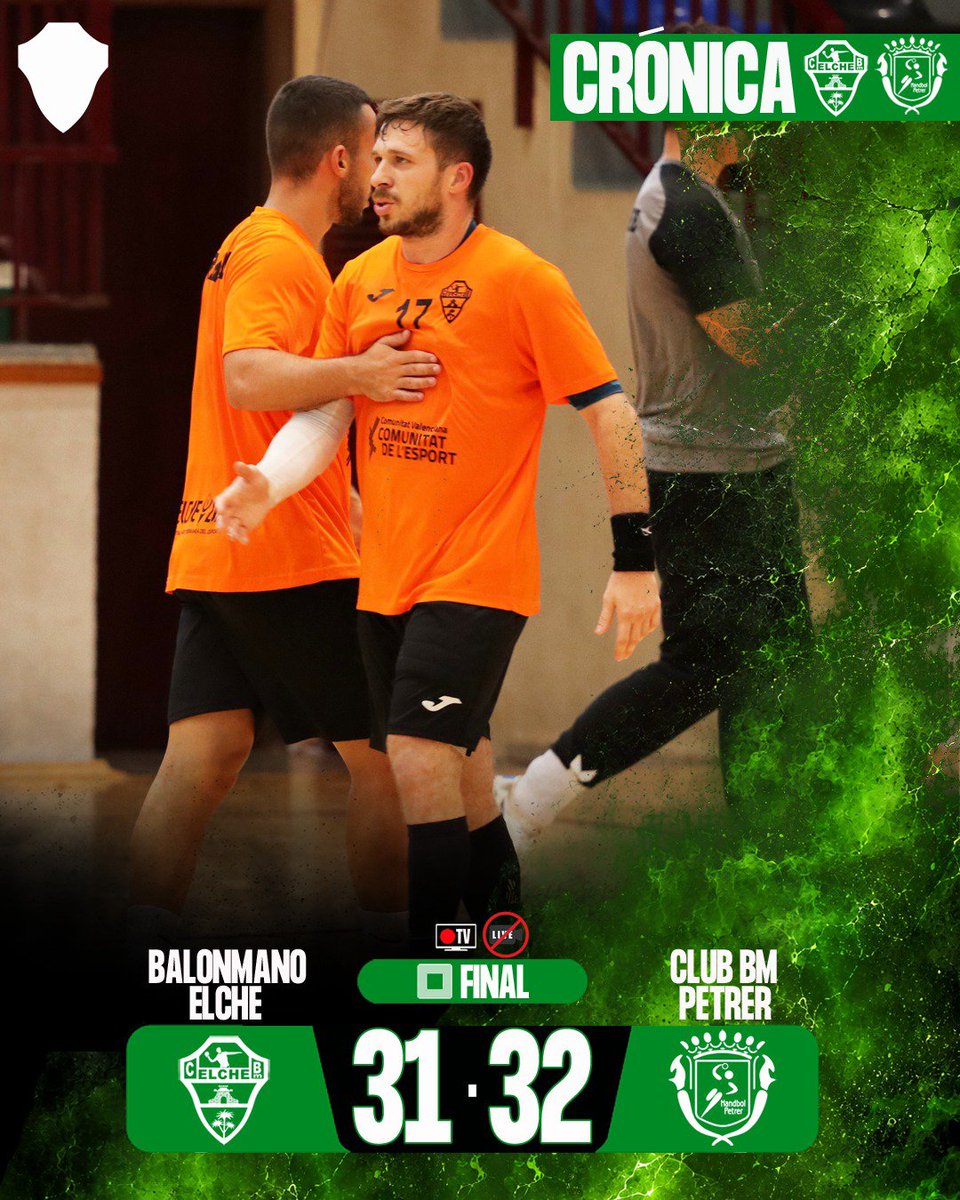 cbm_elche's tweet photo. 🏆 | 𝗣𝗔𝗥𝗧𝗜𝗗𝗢 𝗔𝗠𝗜𝗦𝗧𝗢𝗦𝗢 #CBME | #PreTemp2026

🟧⬛ #BMElche 3️⃣1️⃣🆚3️⃣2️⃣ @BalonmanoPetrer 🟦🟦

📅 Sábado | 5 septiembre 
🏟️ Pabellón Esperanza Lag 
📍 Elche

⏸️ Marcador al descanso | 20-15
📈 Máxima ventaja | 18-12
📉 Máxima desventaja | 0-1
🔝 Máximos goleadores | Julián Gil y Jero Cartagena (6)

📝 𝗖𝗥𝗢́𝗡𝗜𝗖𝗔 | El equipo franjiverde ha tenido su primer simulacro de partido de competición real, con una convocatoria de jugadores más ajustada a rotaciones de juego que a reparto de minutos, y positiva imagen a pesar de la derrota. Los ilicitanos han sido capaces de mandar en el marcador durante los primeros treinta minutos con ventajas de hasta seis goles (18-12) que han reflejado su superioridad sobre la pista. Sin embargo, un primer tercio de segundo acto dubitativo, con un parcial 0-4 en contra, ha ajustado el marcador y los jugadores de Mario Ortiz han sufrido. Tanto, que el parcial se ha ampliado hasta el 5-12 para afrontar los últimos minutos del encuentro por detrás en el luminoso. El acierto ha caído del costado petrelense y los franjiverde han sumado su tercera derrota de la fase de preparación veraniega.

📸 | #CBMElche | @DidakFotos 

ℹ️ ¡Sigue toda la actualidad #CBMElche en https://t.co/jGVeZOT3Du y no te pierdas ningún detalle!

🟩 #AlmaGuerrera 🟩