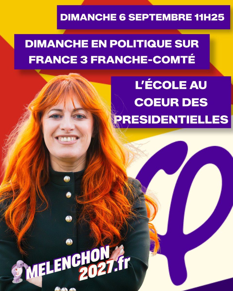 SeverineVezies's tweet photo. On se retrouve demain sur @F3FrancheComte !

#melenchon2027 https://t.co/0a4LnGlXg6