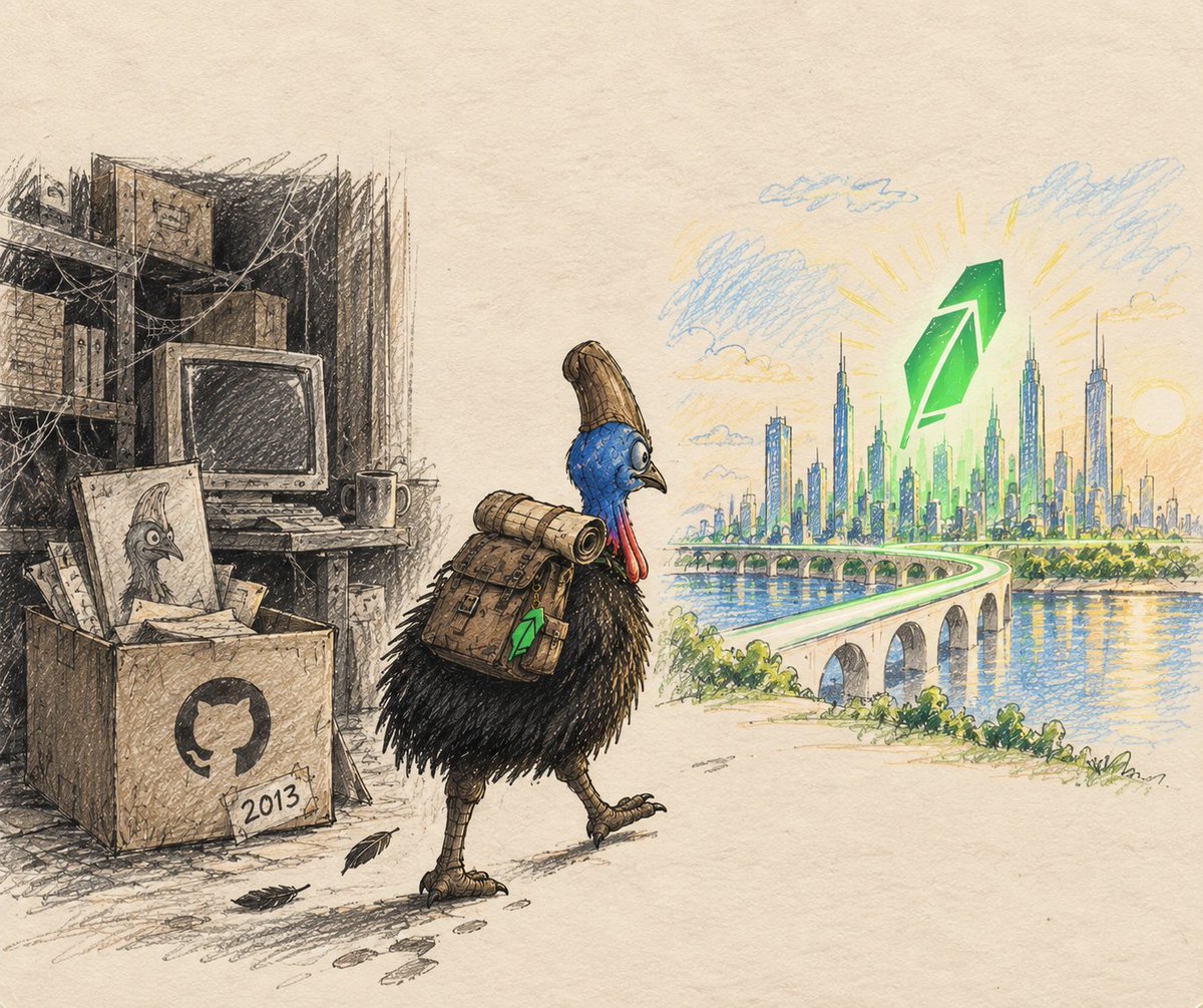 Robin_Cassowary's tweet photo. From an old corner of Robinhood’s GitHub history…

to a completely new world on Robinhood Chain. 🦤

The repository came first.
The token came years later.
We simply found the bird and gave the story somewhere new to go.

$CASSOWARY

See the real GitHub repo 
https://t.co/lx6DWGXKP9
https://t.co/I1MSTLOsVP

@RobinhoodCrypto @JohannKerbrat