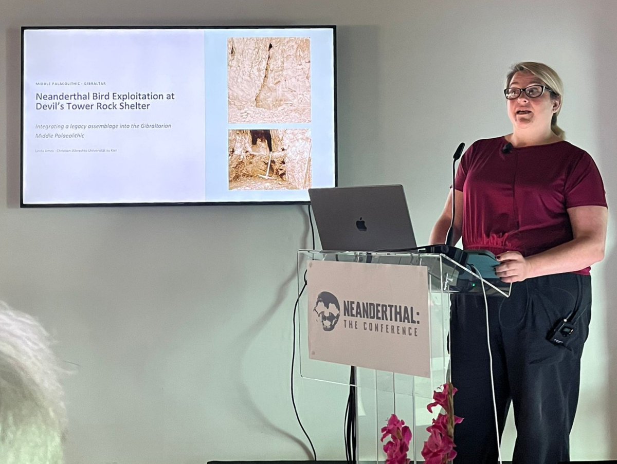 CalpeConference's tweet photo. @CNRS @ULisboa_ @univbordeaux Linda Amos (@ArchaeoAmos) of Kiel University (@kieluni) continues Day 4 of the #CalpeConference:

🦅 “Neanderthal Bird Exploitation at Devil’s Tower Rock Shelter: Integrating a Legacy Assemblage into the Gibraltarian Middle Palaeolithic”

#Gibraltar #Neanderthals #Calpe26 https://t.co/kacVqnB1HU