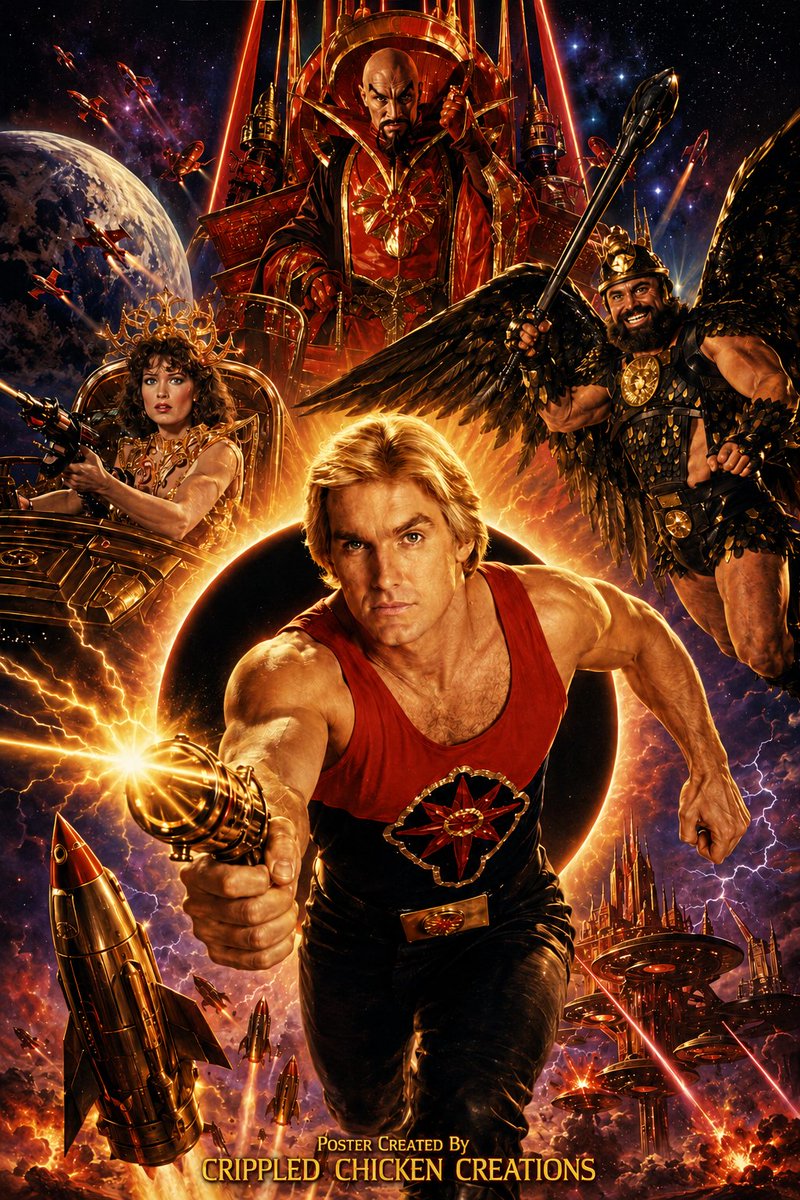 ChickenCrippled's tweet photo. FLASH GORDON ~ 1980
#art, #aiart, #graphicdesign, #graphic, #crippledchickencreatios, #flashgordon, #scifi https://t.co/2AEVXh3bvw