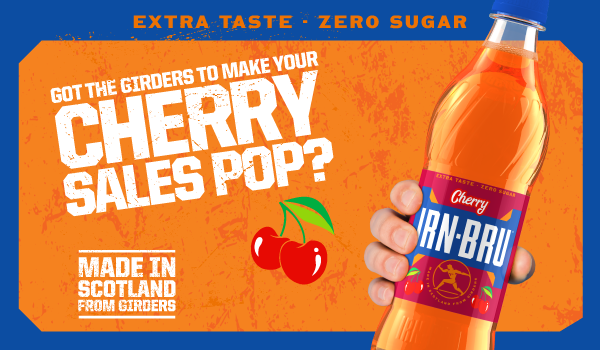 BetterRetailing's tweet photo. IRN-BRU expanded its ZERO range earlier this year with IRN-BRU Cherry, available to stock for independent retailers and symbol groups. IRN-BRU advises retailers to prominently display Cherry in their chiller next to core IRN-BRU and use the brand’s PoS suite to boost impulse sales and drive trial https://t.co/bpg0gIYwUV #ad