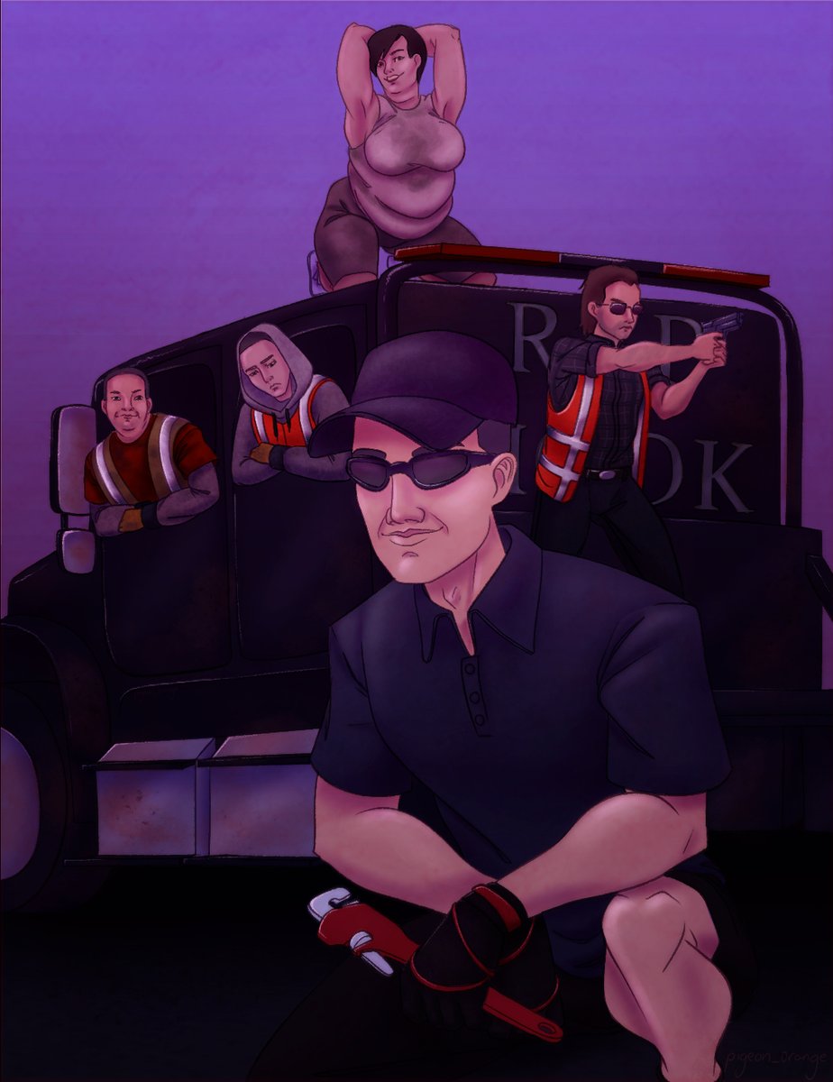pigeonorange1's tweet photo. sharing some more of my Nopixel fanart I never posted. We got 52chains Kyle Travis and tow gang missy tow, Cam el Toe, Garry and Tow tow Africa and the best crash out Blake Ryder. https://t.co/fX3C1nT8IC