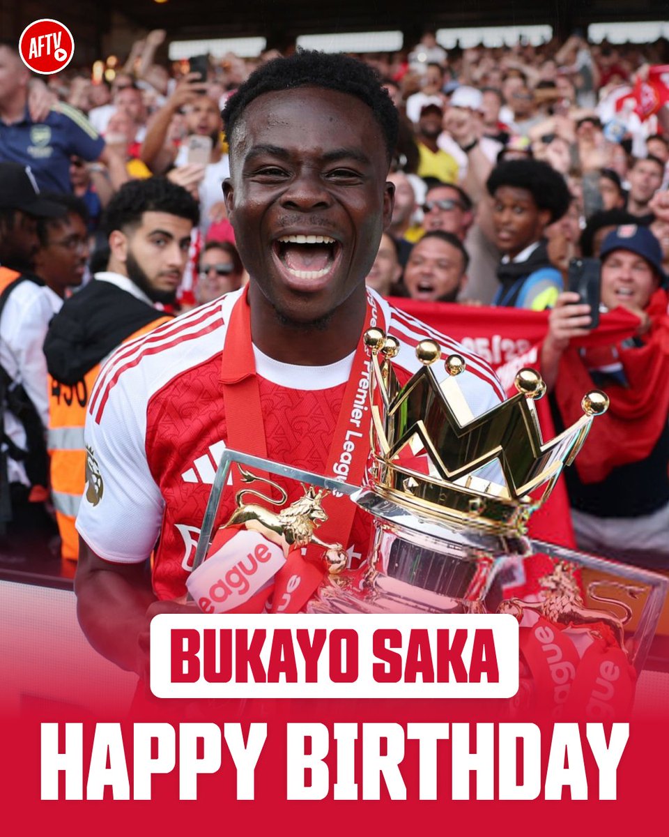 AFTVMedia's tweet photo. Happy 25th birthday to our very own starboy and 𝐏𝐫𝐞𝐦𝐢𝐞𝐫 𝐋𝐞𝐚𝐠𝐮𝐞 𝐰𝐢𝐧𝐧𝐞𝐫, Bukayo Saka! ❤️🎂 https://t.co/ZaLkyTjeS1