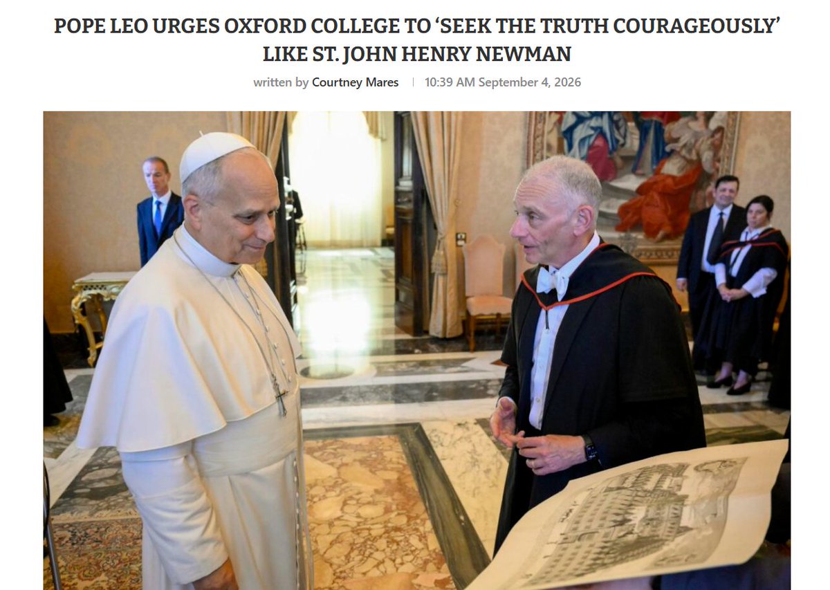 poperespecter1's tweet photo. Breaking: Pope Leo tells Anglican Oxford to seek truth like famous Anglican convert to Catholicism. https://t.co/tswTsArh8e