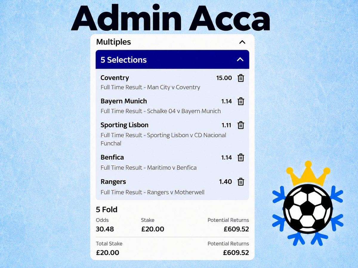 AccaFreezeTips's tweet photo. Derby (8.0) &amp; Coventry (15.0) freeze accas, gone big and safe on Coventry as I need City for a few bets. Best of luck all lets have a massive weekend!

15:00 KO

#betting #bettingtips #football #skybet #acca #accatips https://t.co/fxjbHvTcH8