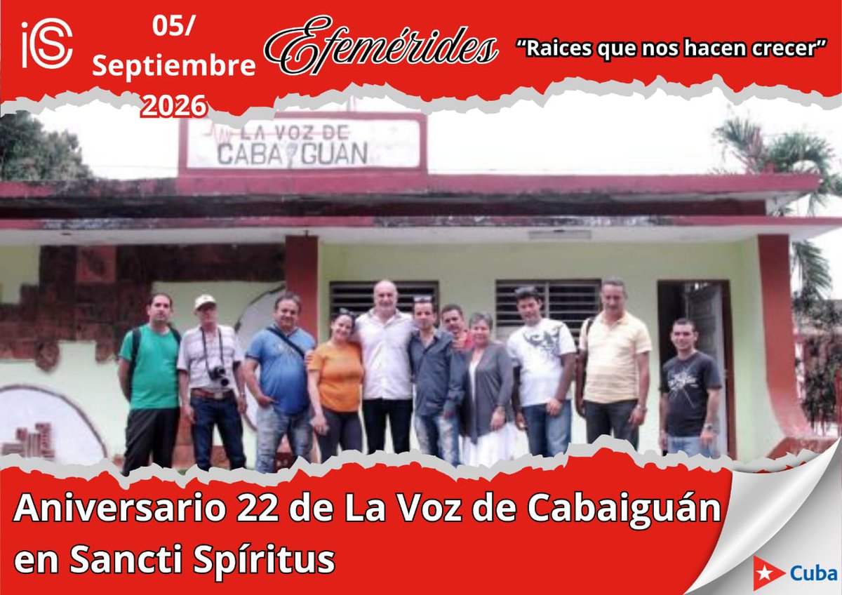 IcsCuba's tweet photo. 📻Hoy se celebra el aniversario 22 de la Voz de Cabaiguán en Sancti Spíritus. El objetivo de la emisora es reafirmarse como la radio de la comunidad porque trabajan para informar, educar y entretener a los más de sesenta mil habitantes del territorio.

🎊MUCHAS FELICIDADES. https://t.co/T8hOcY9jQr