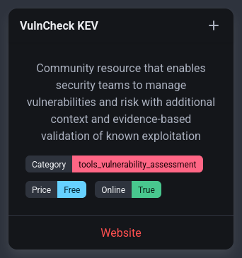 rawsec_cyber's tweet photo. New entries were added on the #Rawsec #Cybersecurity Inventory
@noraj_rawsec added
π IPSpinner by vytex-syn at @Synacktiv
π Medusa by @ch0pin
π VulnCheck KEV by @VulnCheckAI
π VulnCheck NVD++ by @VulnCheckAI
https://t.co/5X5G460dwV https://t.co/CUWyPS62iU