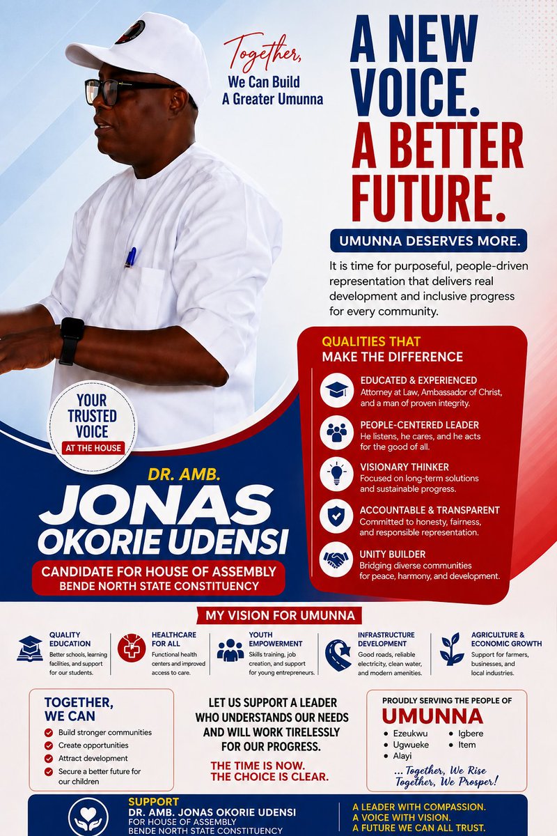 JodensRealoqz's tweet photo. Dr. Jonas Okorie Udensi an Attorney at law and Ambassador of Christ is the candidate for Bende North State Constituency Umunna under the NDC who is from Amankalu ALAYI in Bende LGA of Abia State. Support him for equity, quality representation and people centered legislation. https://t.co/W7Ua59FY0l