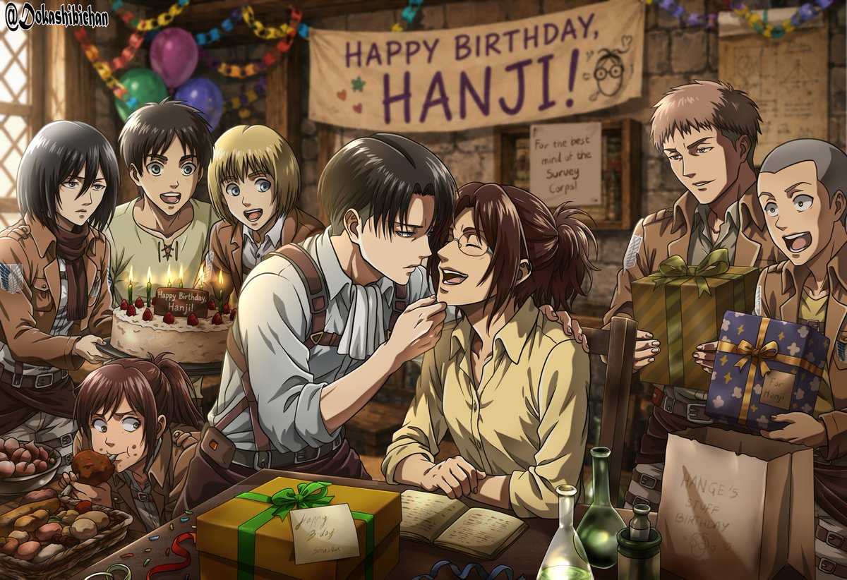 dokashibichan's tweet photo. Happy birthday to the wisest!
The day of my queen, my goddess, my sun and stars. The fave of my heart. Already 14 years since I met you. Love you Hanji-san
#attackontitan #aot #shingekinokyojin 
#leviackerman  #levihan https://t.co/62wPogaDiy