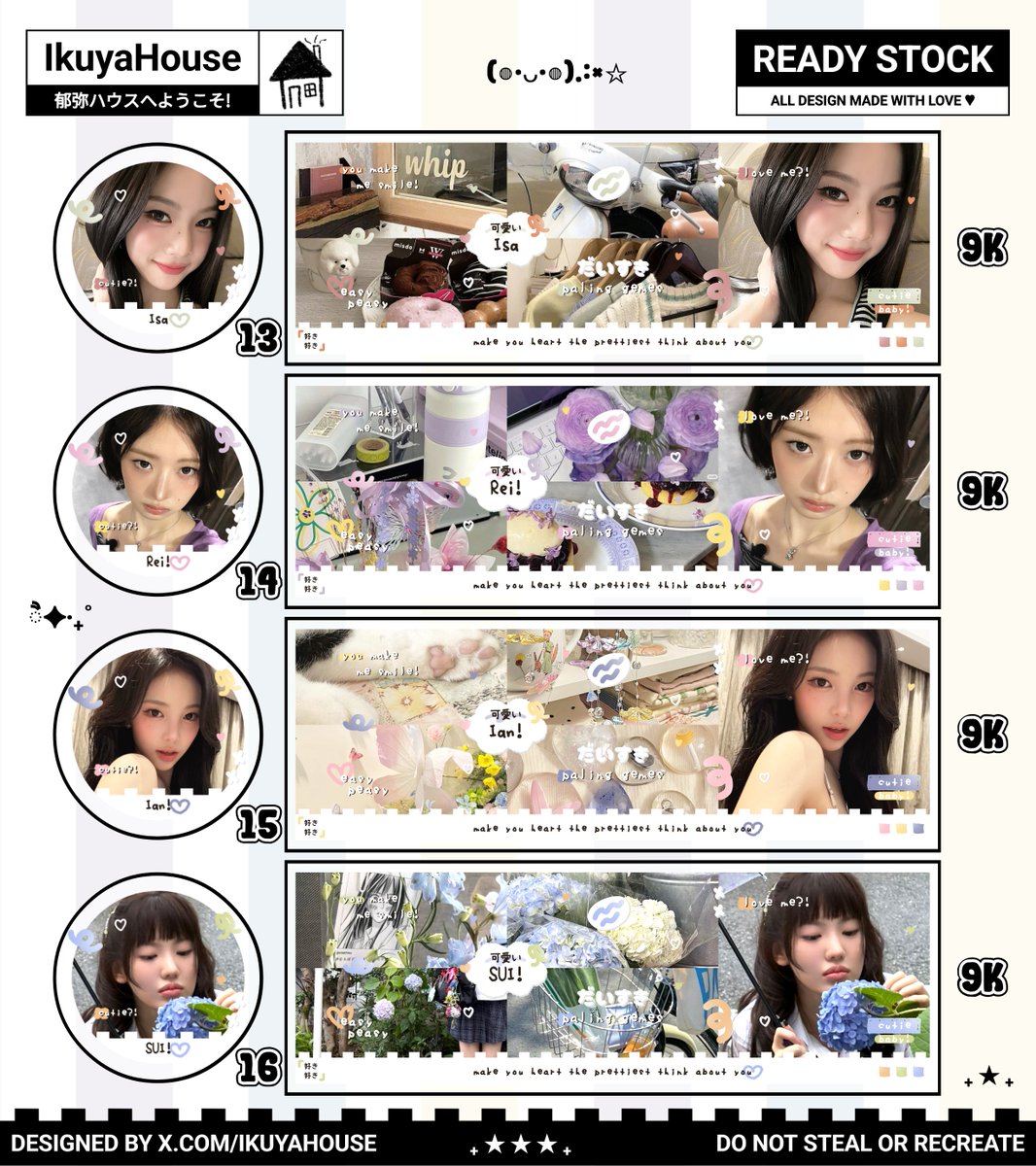 IkuyaHouse's tweet photo. Help repost semuanya, makasih! 

Haii aku ada layout ready stock dari anak baruku yang imup. >_< Harganya ada di foto, free retext dan avail buat sponsorship! (Cek ALT buat detailnya). Ayo jajan sekarang juga ke dm/tele aku!

#zonauang #bealanja https://t.co/OoFVyWXmQQ