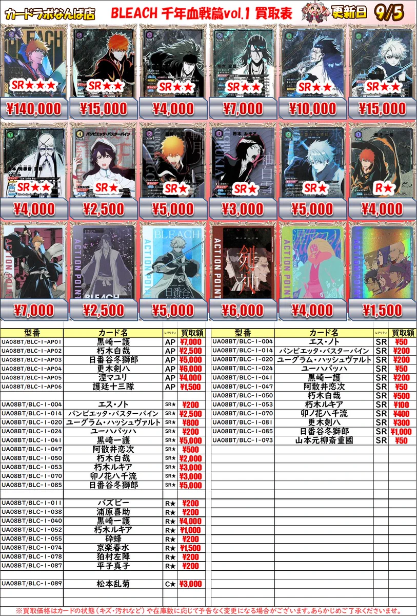 BLEACHカード バラ売り カードラボなんば店@新規スタッフ募集中♪ on X: 