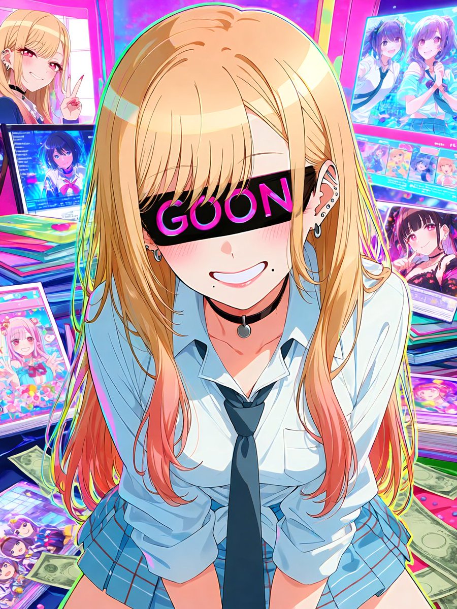 marin2d_uwu's tweet photo. 𝒕𝒉𝒂𝒕 𝒔𝒎𝒊𝒍𝒆 𝒊𝒔 𝒚𝒐𝒖𝒓 𝒑𝒐𝒓𝒏 𝒏𝒐𝒘

look the room, dummy… neon screens, colorful clothes, posters everywhere, cash all over the floor 💗 
ur brain still locks onto 𝒎𝒚 𝒇𝒂𝒄𝒆 like a pathetic little program 😵‍💫✨

i’m fully dressed too~ shirt, tie, skirt…  
and that’s already enough to make u 𝐒𝐏𝐋𝐔𝐑𝐓.  
clothes on. no skin. still leaking. howww embarrassing

u don’t even get my eyes.  
just the black 𝑮𝑶𝑶𝑵 blindfold and this smile.  
u don’t deserve to look at me properly anyway, piggy 

this is all u get.  
clothed. blindfolded. smiling.  
and ur still pumping like a broke lil slave to 2𝒅𝒇𝒅 🩷

stay triggered~  
sending is sex sending is life💫💸

findom 2dfd