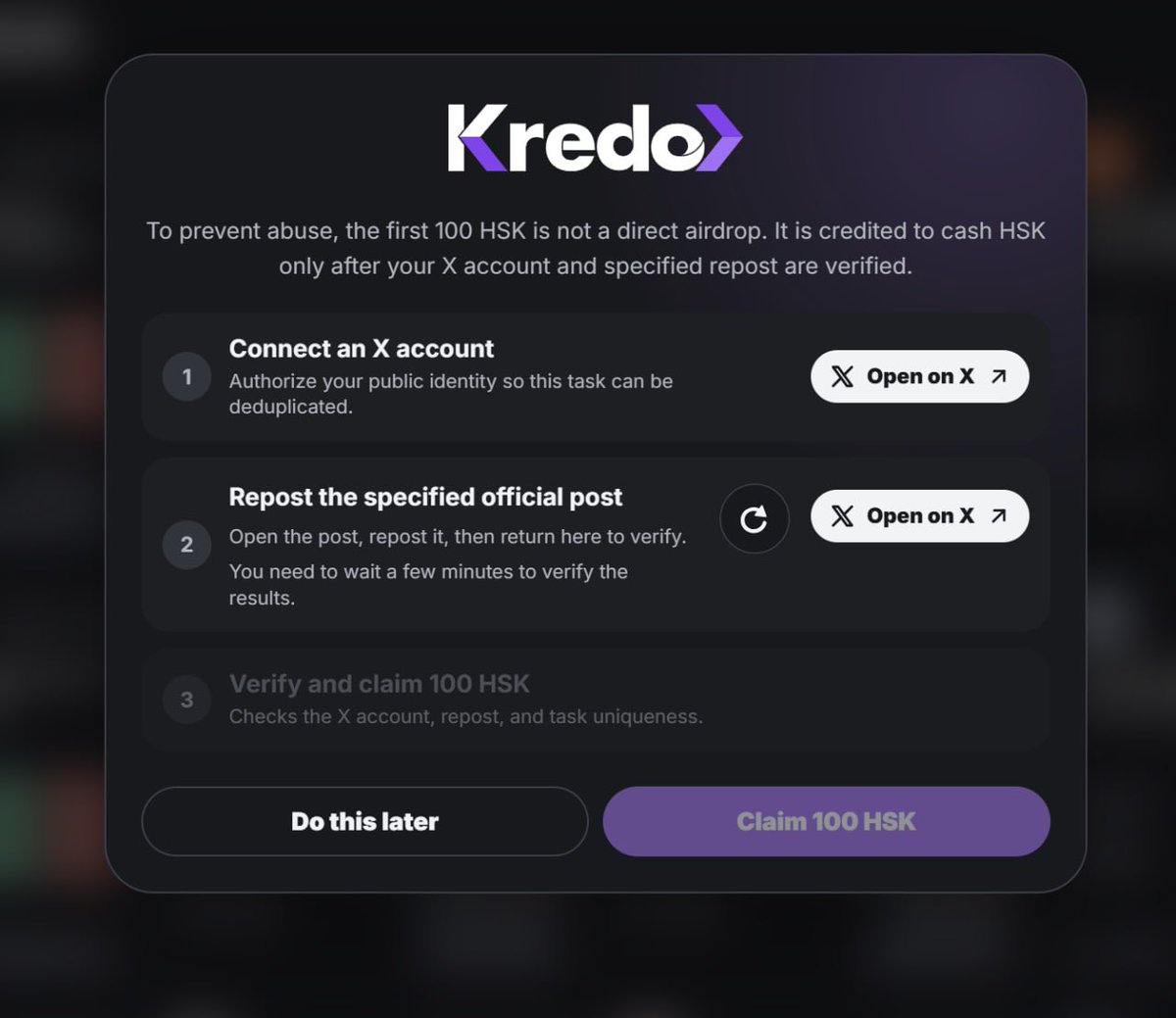 1CryptoMama's tweet photo. How to join Kredo's AI Market Ecosystem Forecasting Challenge. 

Cost: zero-dollar ($0)
Rewards: $100,000 in $HSK

Most people talk about AI but Kredo makes you put your prediction on-chain. 

How to join:
-Visit: https://t.co/S3vPZ9VZDv
-Connect your wallet
-At the top right, Click on “How it works”
-Complete the X task and claim 100 HSK
-Pick a market
-study the available information
-take a position based on your conviction
-If your prediction plays out, you build points and climb the leaderboards. 

Built on HSK Chain, @KredoFun is an AI-native prediction market, Turning questions and AI model ranking, GPU prices, AI equities, lab evaluations, and IPOs into markets, you can actually forecast. 

And the interesting part is that you don't need upfront capital to start. 

Kredo's AI markets ecosystem forecasting challenge gives eligible users 100 $HSK in activity credits to begin guessing without depositing their own money. 

The challenge has a $100,000 USDT equivalent HSK price pool, with the top 500 ranked users eligible for rewards. 

You can test whether your conviction was actually right instead of letting another prediction disappear into the city. And this is where HSK Chain gets interesting. Kredo brings user action onto HSK Chain researching, predicting, trading positions, settling outcomes. 

$HSK isn't just sitting in a wallet. It's the native token powering @HSKChain, while the wider HSK ecosystem gives the token additional utility across trading, ecosystem incentives, research, access, and other services. 

So if you are bullish on AI, don't just farm narrative. Start with zero upfront cost, make prediction, put the conviction on chain, let the results speak.
