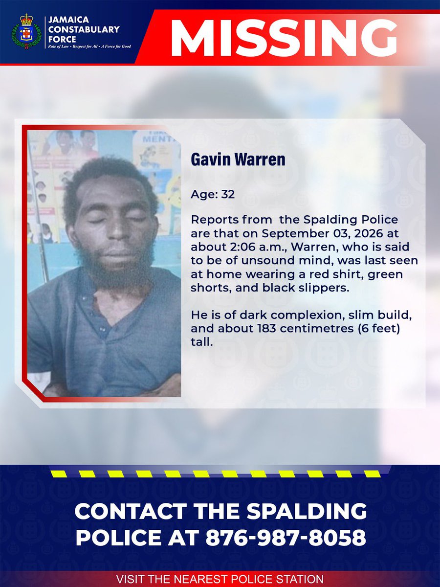 JamaicaConstab's tweet photo. Help us locate missing Gavin Warren. If you know his whereabouts, please call the Spalding Police or the nearest police station. 

#Missing https://t.co/v4sp1CNVFq