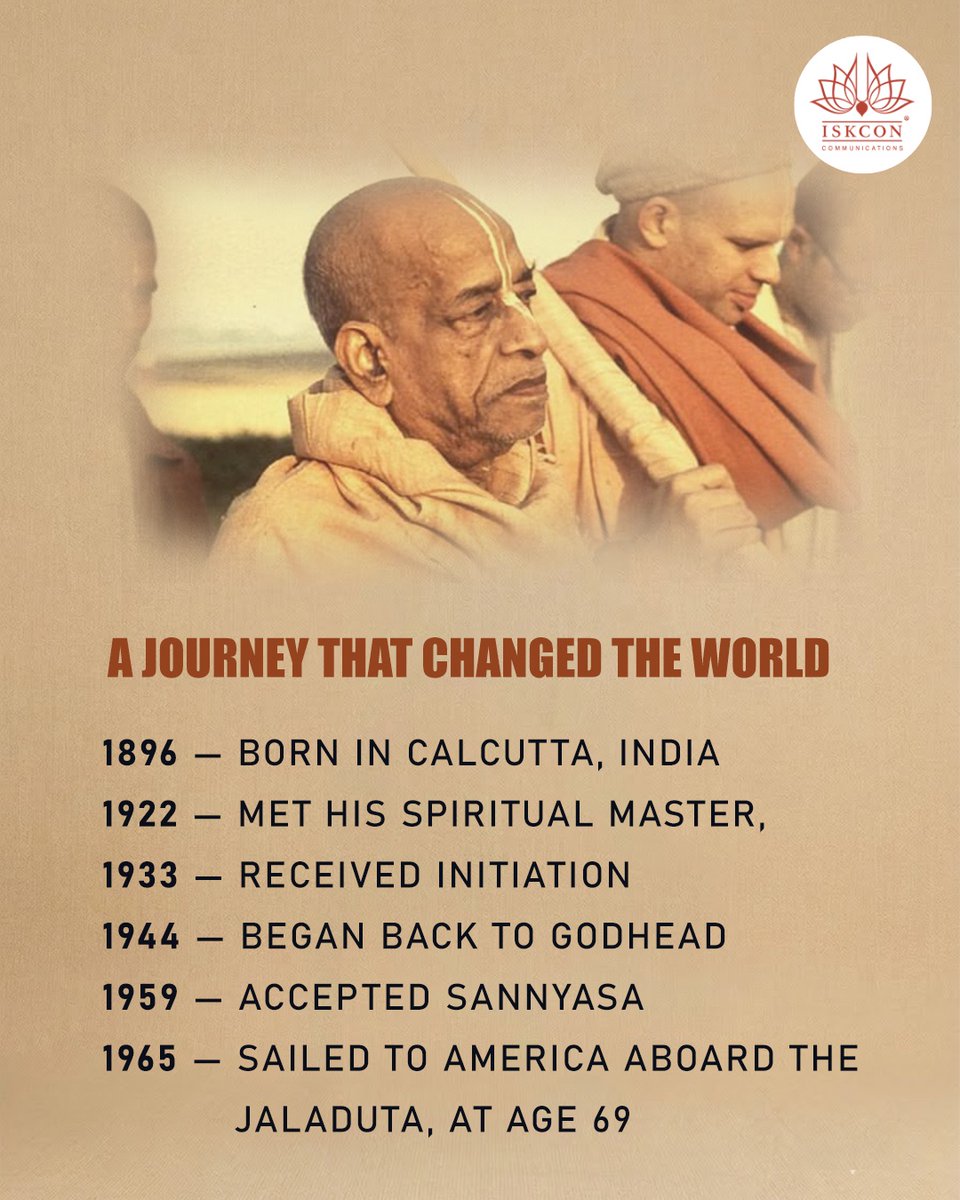 iskcon's tweet photo. Honouring 130 years of Srila Prabhupada’s divine appearance and his timeless contribution to Krishna consciousness. https://t.co/0DZXwgZH9N
