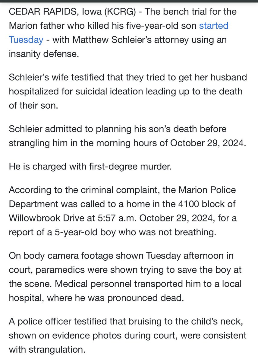 Villgecrazylady's tweet photo. This guy isn’t wrong… and we know this bc in April a father in Iowa was found not guilty by reason of insanity in the strangulation murder of his son and not one of these assholes has ever said a friggin’ thing about it. https://t.co/3TTsBIsWfr