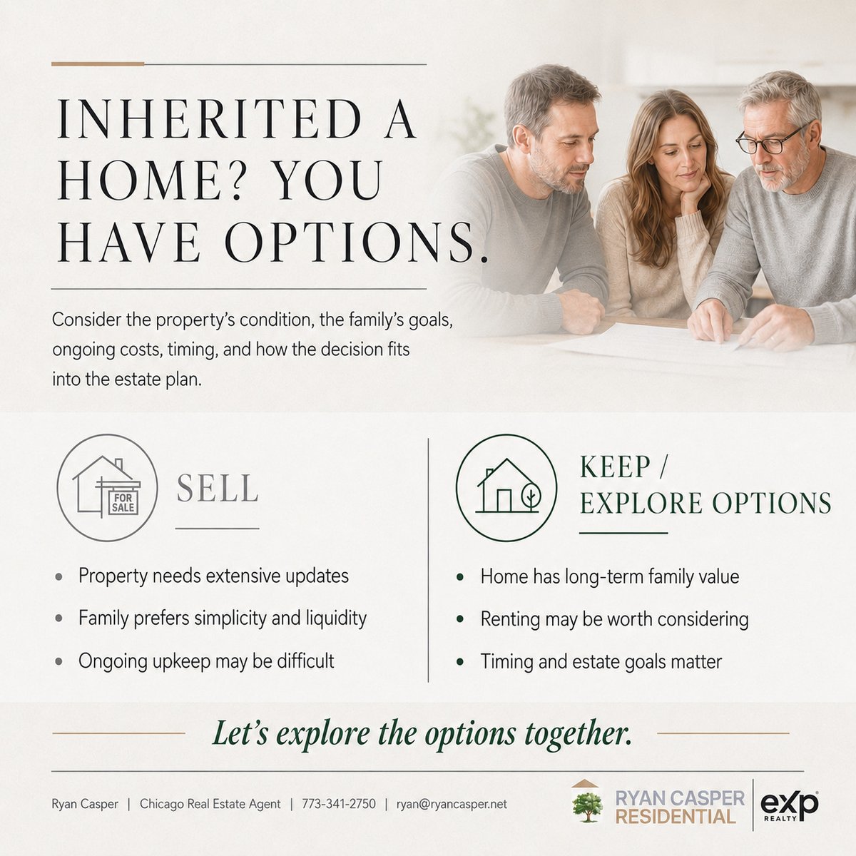 ryanleecasper's tweet photo. Not sure what to do with that inherited Chicago home? 

Let's explore keeping, renting, or selling.

Ryan Casper | Real estate agents in Chicago, Illinois | 773-341-2750

#ChicagoHomes #RealEstateAdvice https://t.co/7VCHuQdwAH