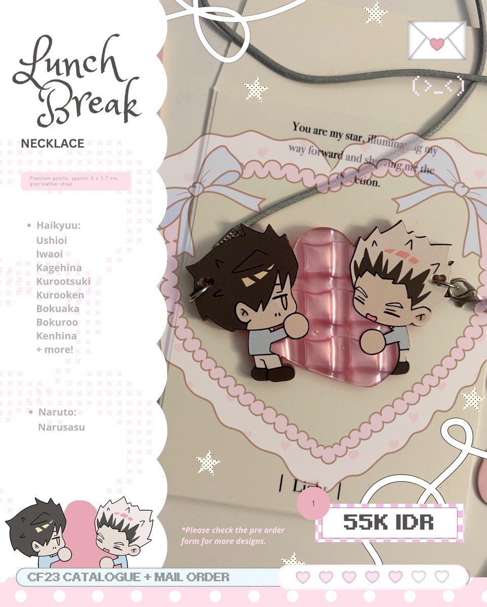 eithazu's tweet photo. ↻+♡ are appreciated

hii, my #CF23 PO catalogue batch 1 is here! 

• Sep 5 - Sep 8 (FAST PO)
• Acrylic, pin, and sticker only
• Pick up (both days) + mail order
• Haikyuu, Naruto, &amp; Wind breaker

Link below ⬎ 
#cf23catalogue #comifuro23 https://t.co/g3J7Nb81Zt