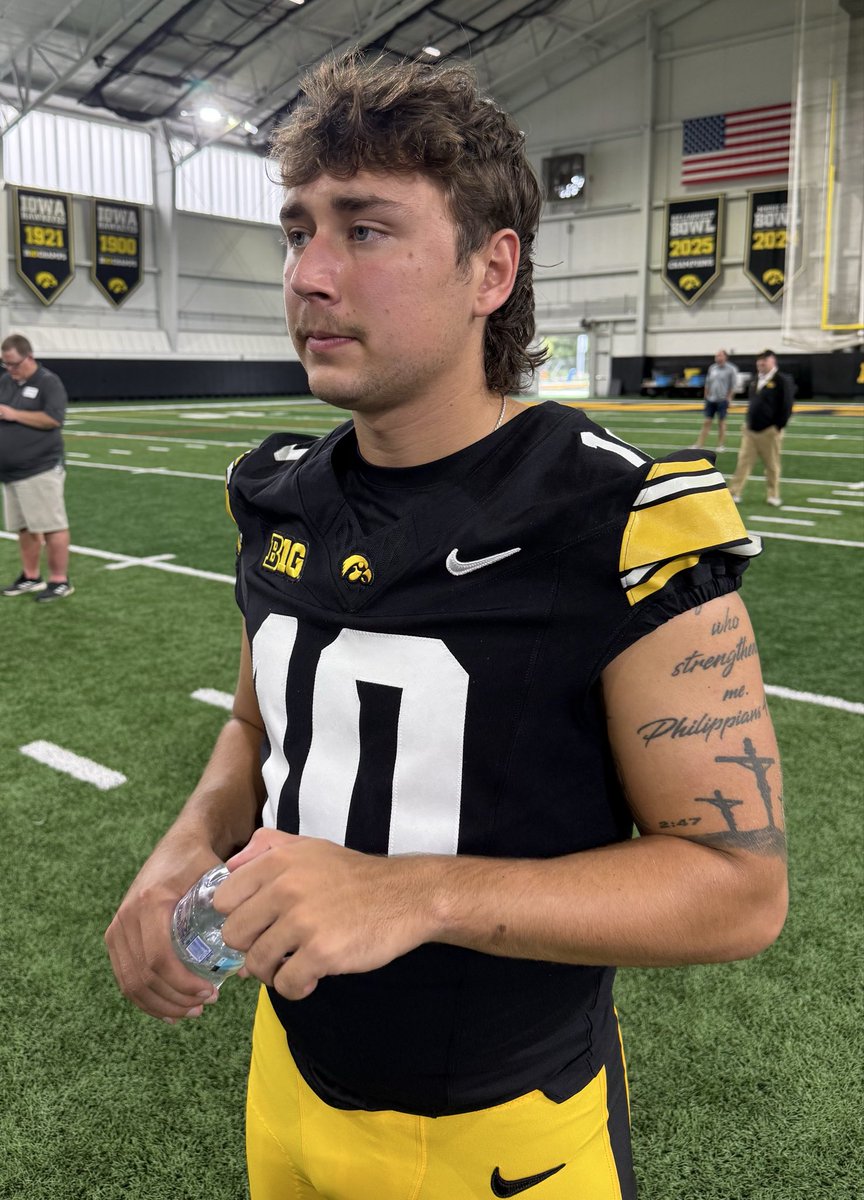 ScottDochterman's tweet photo. Hank Brown gets the first at-bat for Iowa today against Northern Illinois (3:15 pm CT kickoff) and will rotate with Jeremy Hecklinski, per source. https://t.co/DcrKLKdMet