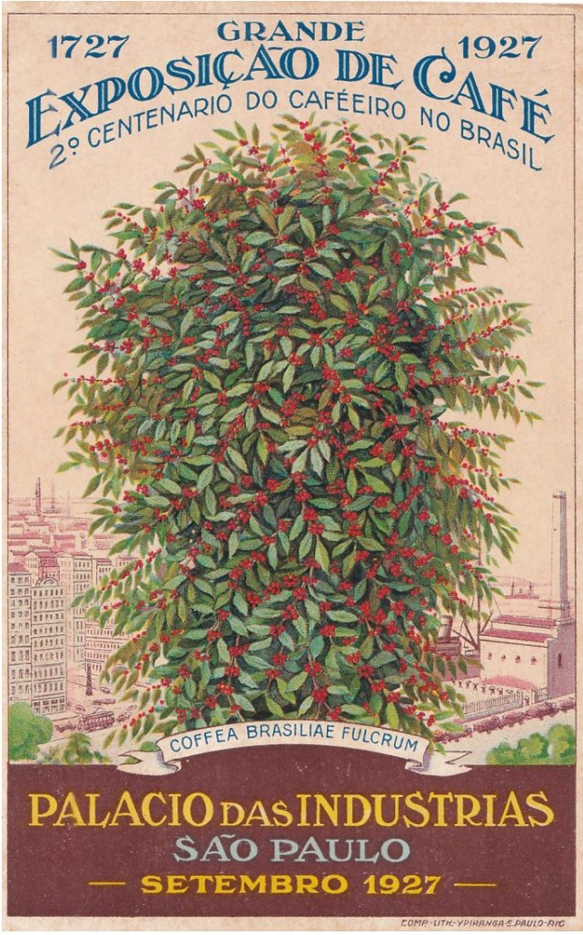 SaoPauloAntiga's tweet photo. Há 99 anos ocorria em São Paulo, no Palácio das Indústrias, atual Museu Catavento, a Grande Exposição de Café alusiva ao bicentenário do cafeeiro no Brasil.

Esse é o cartaz oficial do evento, igualmente distribuído Brasil afora como cartão postal. https://t.co/BNZMhLYO88