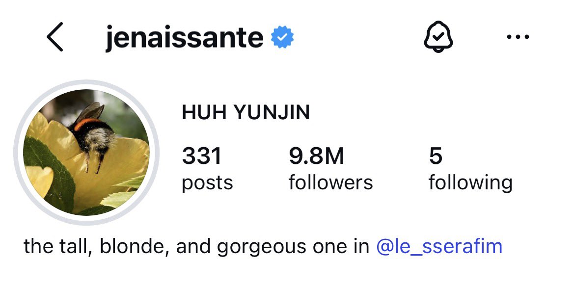yunjinrs's tweet photo. yunjin changed her instagram bio to “the tall, blonde, and gorgeous one in @le_sserafim” 😭 https://t.co/KnWDfmjtXf