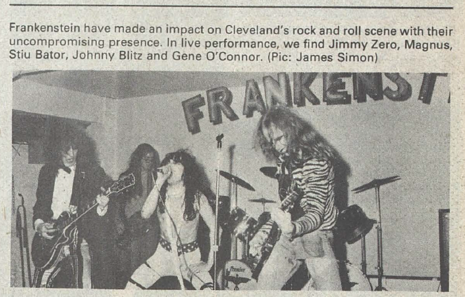Gregory_Ego's tweet photo. The pre-Dead Boys band Frankenstein featured in the "New Bands" column in Rock Scene, September 1976. James Simon photo. Look at that "Stiu Bator" go! https://t.co/JHTw6ZvTfF