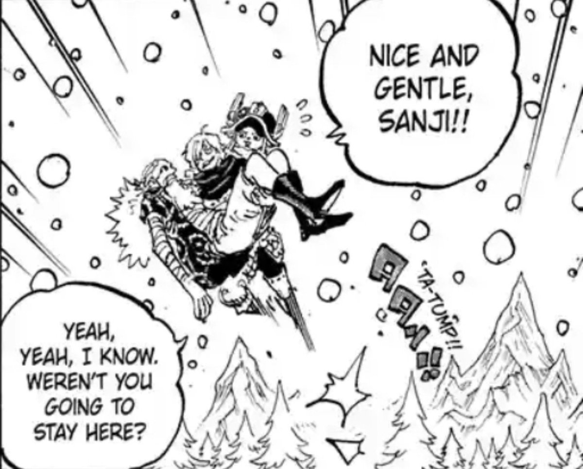 jamieluvsanji's tweet photo. so cute the way sanji carries gaban and vegapunk with that same gentle care...it’s so healing getting to see him form these beautiful bonds with older men especially knowing how much judge rejected him as his son and now it's like he gains a new father figure each arc after wci🥺 https://t.co/fsiQr7z6IV