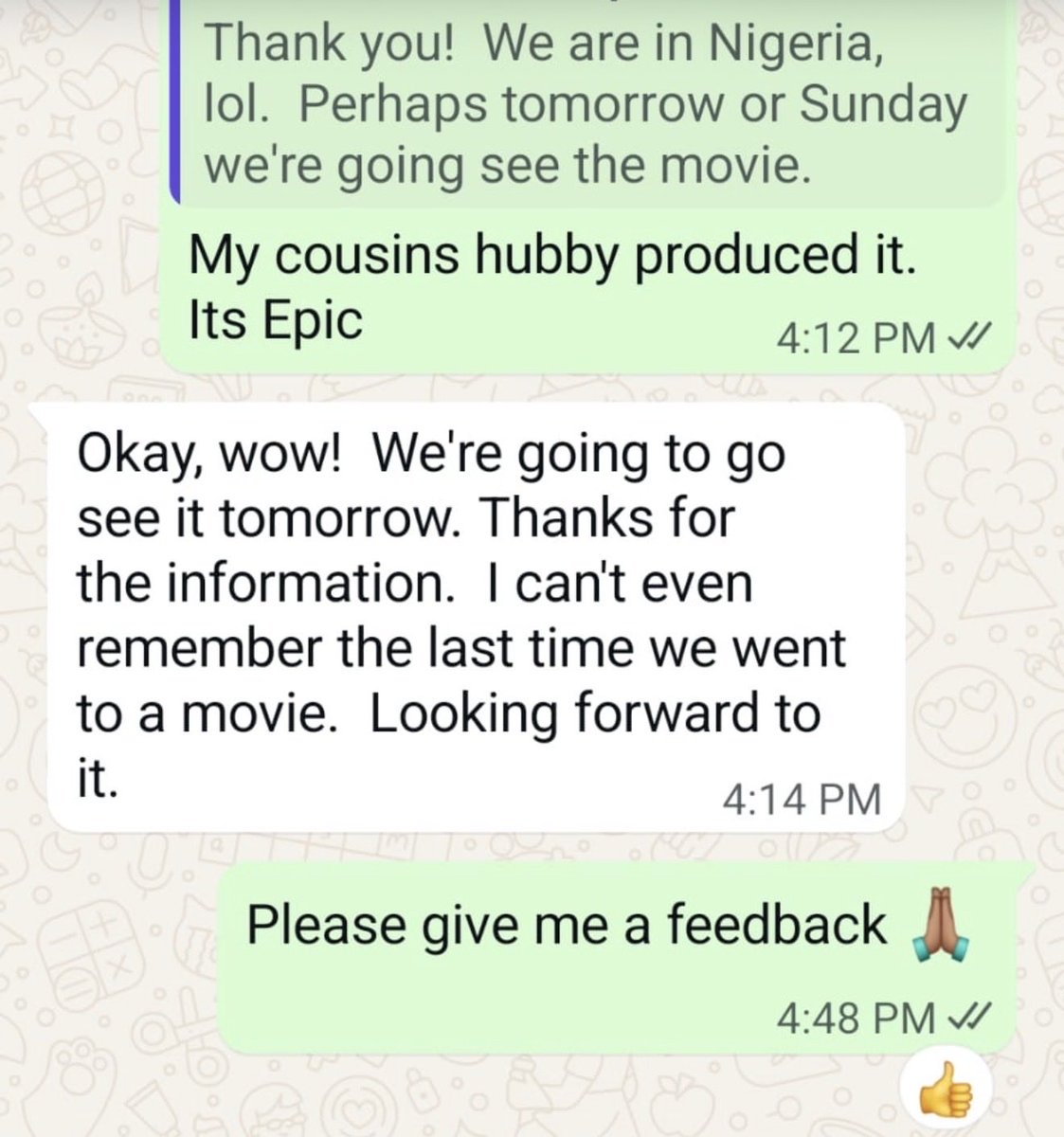jcokechukwu's tweet photo. Read the screenshot image below first, then read the feedback 👇🏾

My girlfriend was in Naija with her hubby and saw my status.
Her feedback❤️👇🏾

We saw the 12 noon showing at Silverbird Cinema.  Please tell your cousin her husband recreated the story in such a way that even I came to understand the narrative, having never been exposed to the Osu cast system.   Very provocative and somehow disturbing.  May we, as a people grow to love ourselves enough to rid ourselves of the idiosyncrasies that keep us in a state of confusion and despair.

She's not even Nigerian and she understood the concept

Recommending to everyone we know on ground.