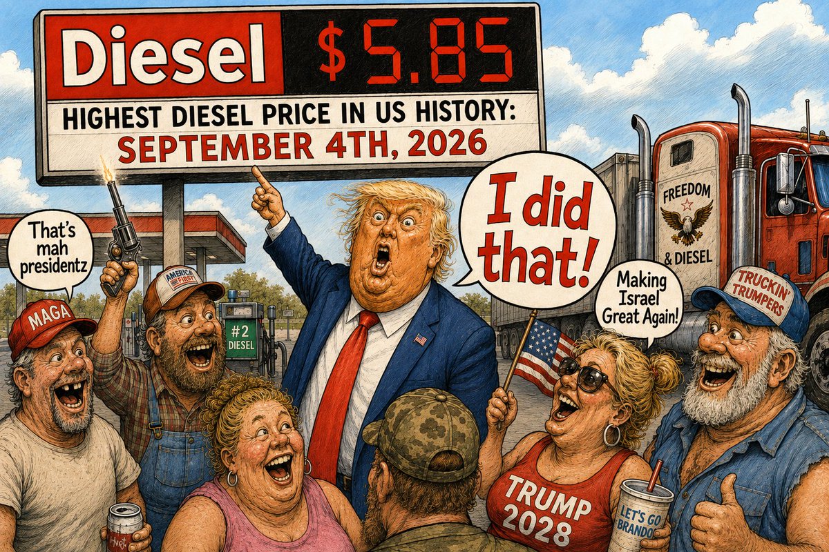 Mollyploofkins's tweet photo. Trump brought the highest diesel prices in U.S. history https://t.co/gfekdU6L9r
