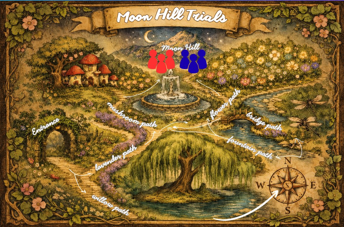 HGHouses's tweet photo. Now both Lumiere and Etoile has arrived on the Moon Hill. The moon is full and listening. Your coven must speak as one: compose and post a 4 lines OATH to the moon. 4 people replying one after another.  

It must state your team name and end with '…by the light of Moon Hill.' https://t.co/yYlB9LqSnJ