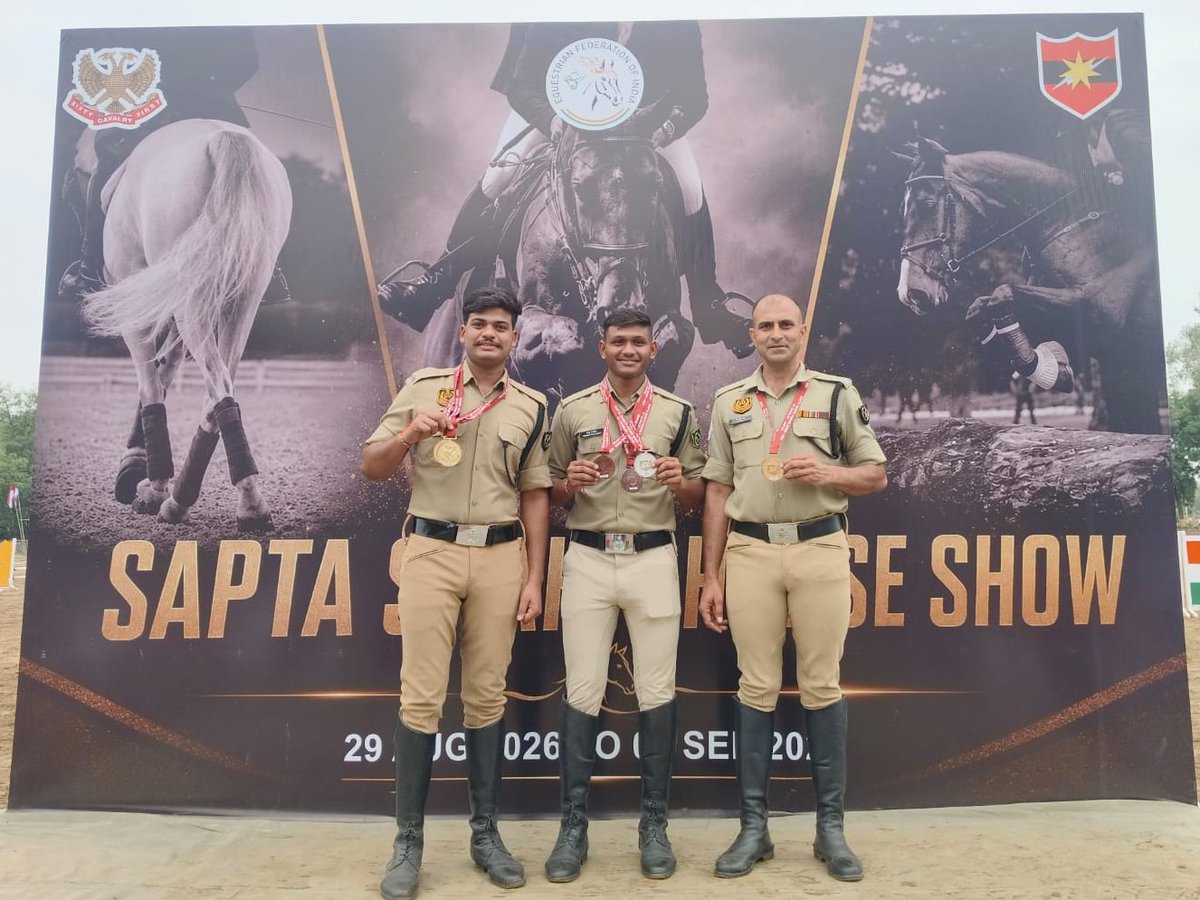 TheSentinelsBSF's tweet photo. DG BSF conveys heartfelt congratulations to all the winners and the entire BSF Equestrian Team for their outstanding performance, exemplary sportsmanship and for bringing yet another glorious achievement to the Force.

#BSFEquestrian 
#TeamBSF https://t.co/pognkL6ypG