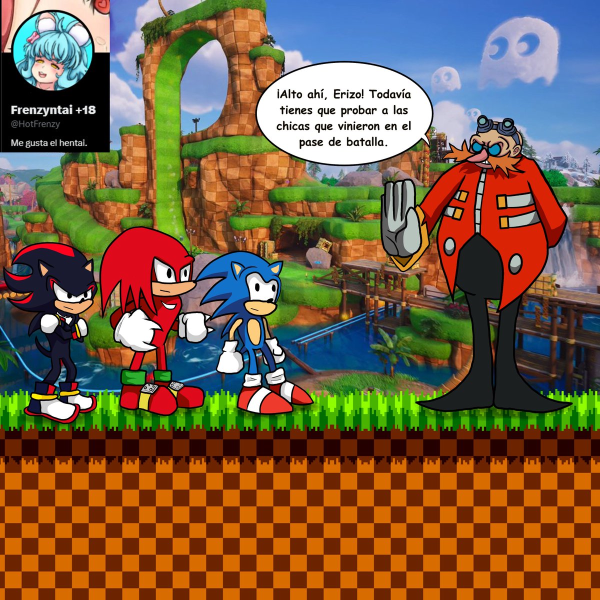 HotFrenzy's tweet photo. 🎮🔥 ¡Buenos días a todos!

Hoy les traigo mi nuevo cómic inspirado en la nueva temporada de Fortnite ✨ ¡con personajes de Sonic y nuevas waifus que se suman a la historia! 
Espero que les guste y si llegamos a 40 likes en este post, continuaré la historia con una nueva parte. https://t.co/djPwBvQXdJ