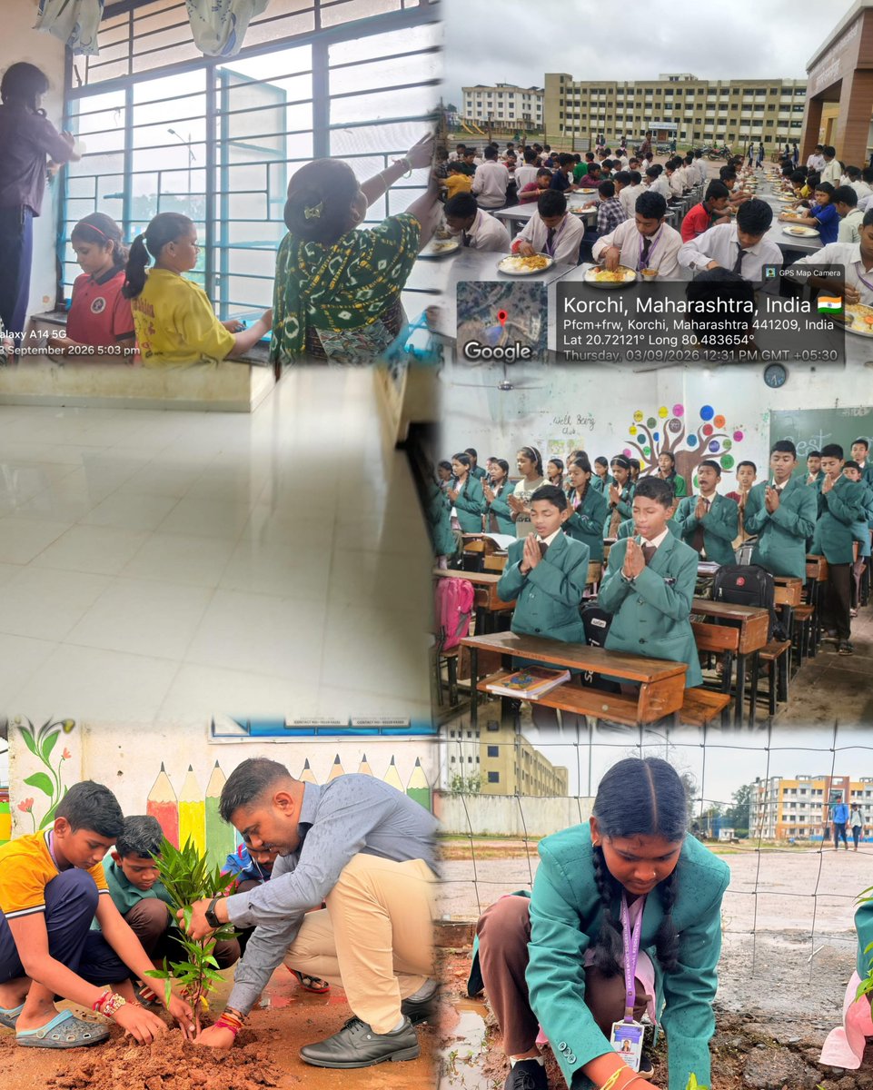 emrskorchi's tweet photo. 03rd September 2026 at EMRS Korchi:
1. Morning Assembly:
2. Ek Ped Maa Ke Naam Campaign:
3. Cleanliness &amp; Hygiene Drive:
4. Mess Management:
5. Safety Measures:
6. Supervised Night Study:
All the activities were completed successfully with active participation and team spirit. https://t.co/nmYSHAj9Cz